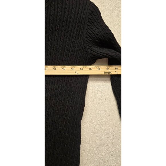 Academia Preppy Old Money Black Cable Knit Turtleneck Sweater Womens M Classic - Picture 5 of 9